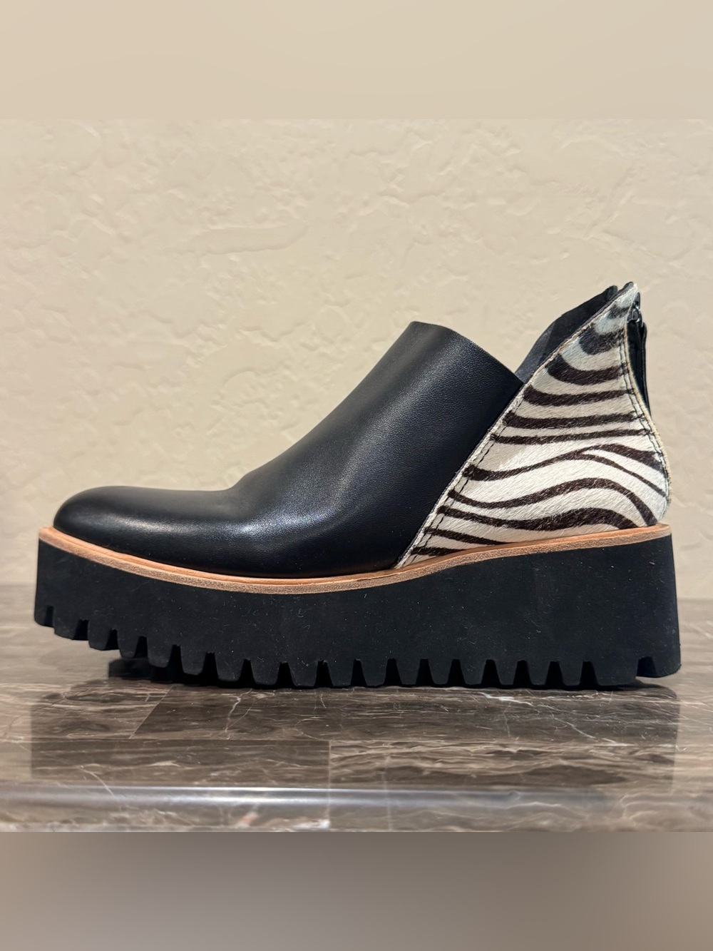 All Black Flatform Jungle Shootie Zebra Print Platform Boots
